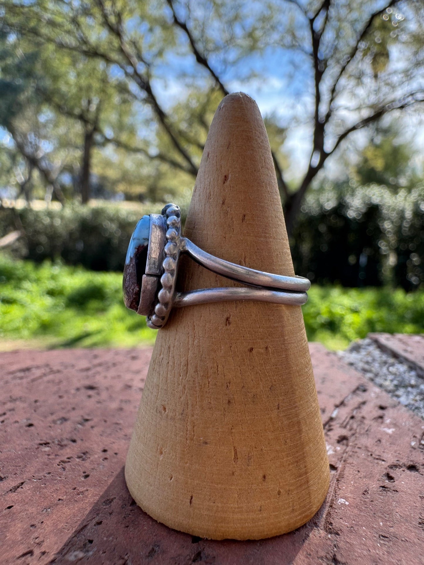 Handcrafted Teardrop Golden Hills Turquoise & Sterling Silver Ring