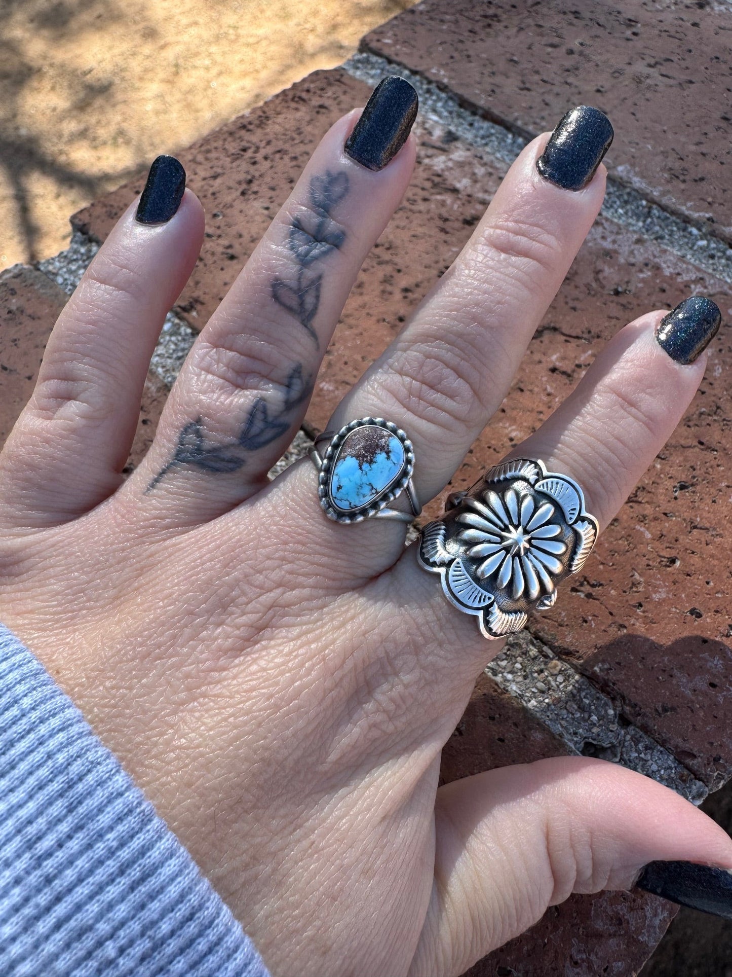 Handcrafted Teardrop Golden Hills Turquoise & Sterling Silver Ring