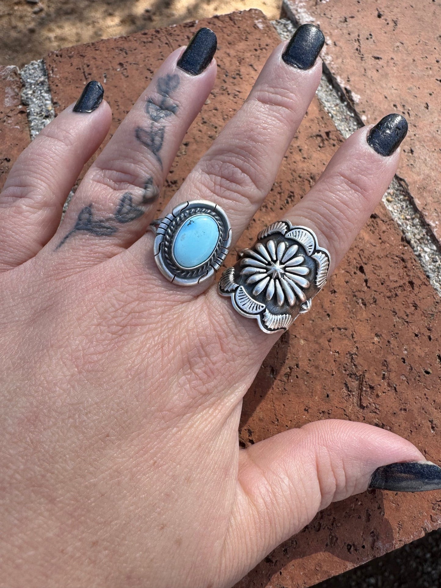 Handcrafted Oval Golden Hills Turquoise & Sterling Silver Ring size 8.5