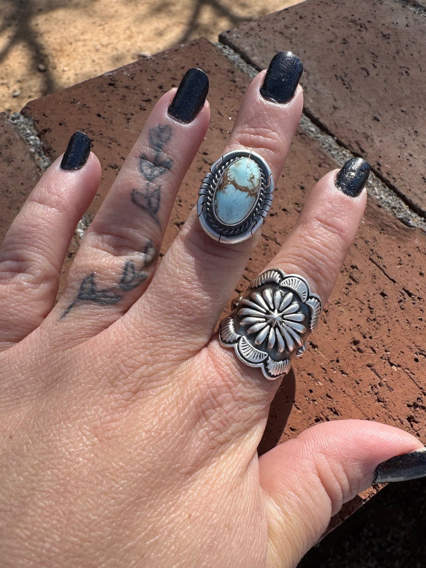 Handcrafted Oval Golden Hills Turquoise & Sterling Silver Ring size 5.5