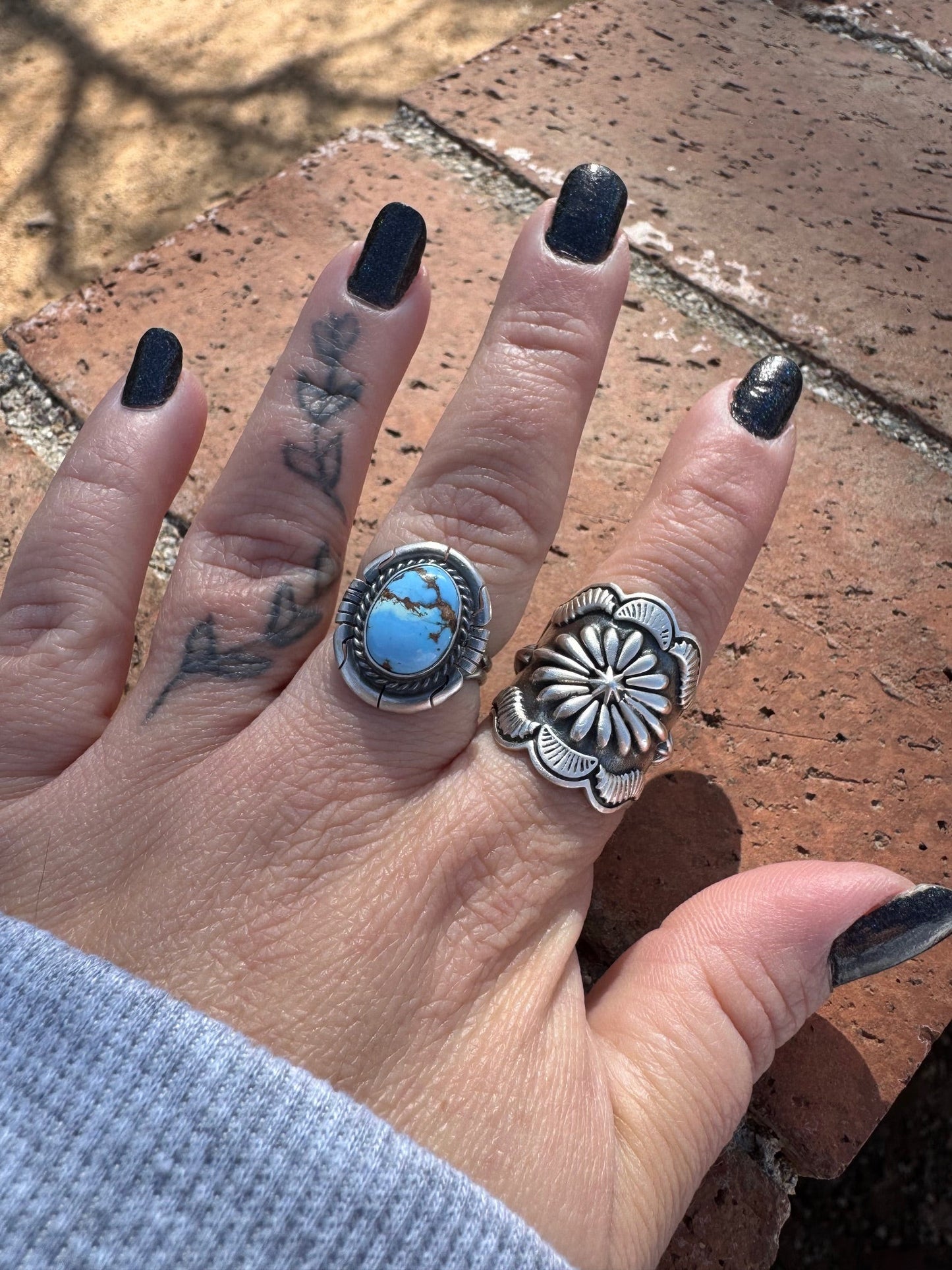 Handcrafted Oval Golden Hills Turquoise & Sterling Silver Ring size 6.75