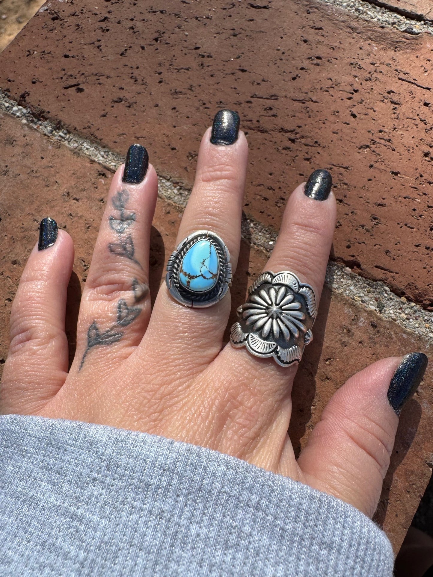 Handcrafted Teardrop Golden Hills Turquoise & Sterling Silver Ring size 5.75