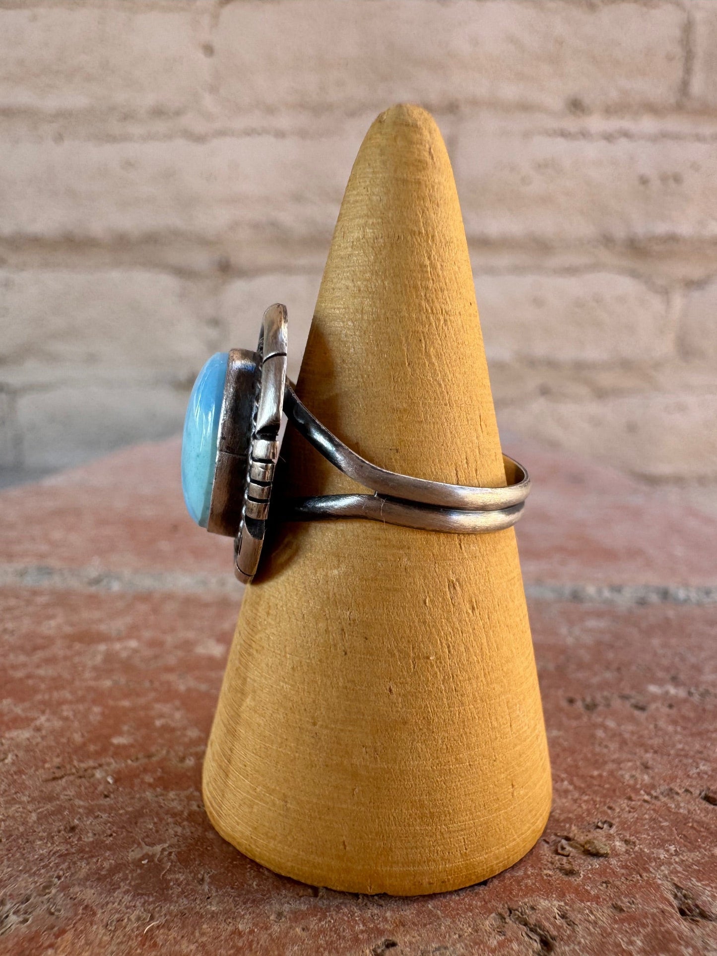 Handcrafted Oval Golden Hills Turquoise & Sterling Silver Ring size 7.75