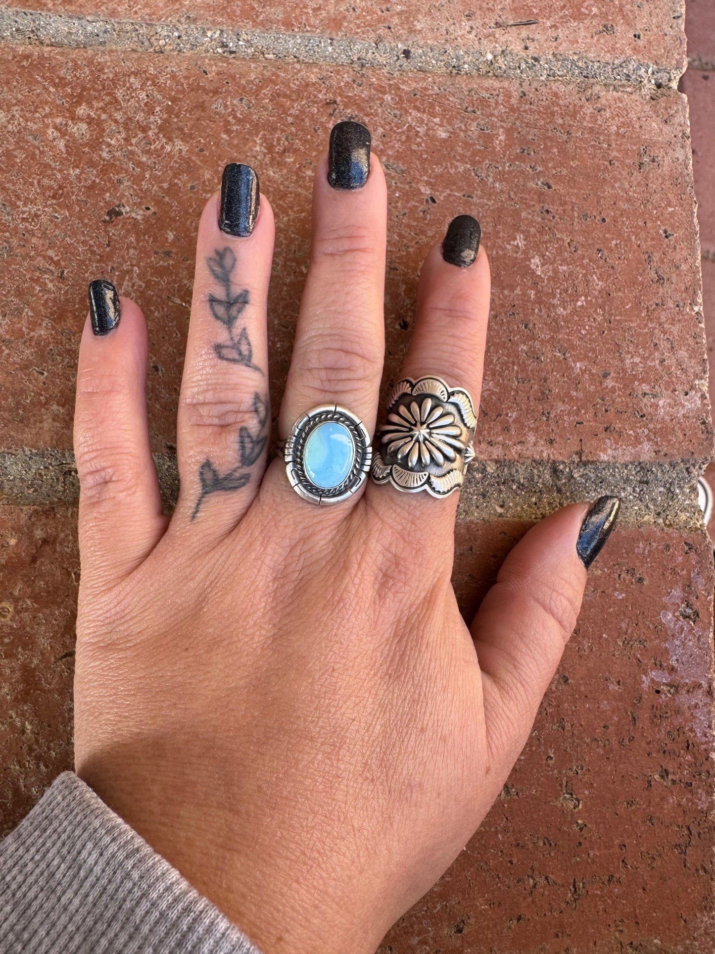 Handcrafted Oval Golden Hills Turquoise & Sterling Silver Ring size 7.75
