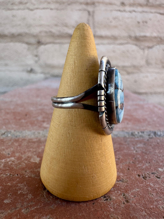 Handcrafted Teardrop Golden Hills Turquoise & Sterling Silver Ring size 6.5