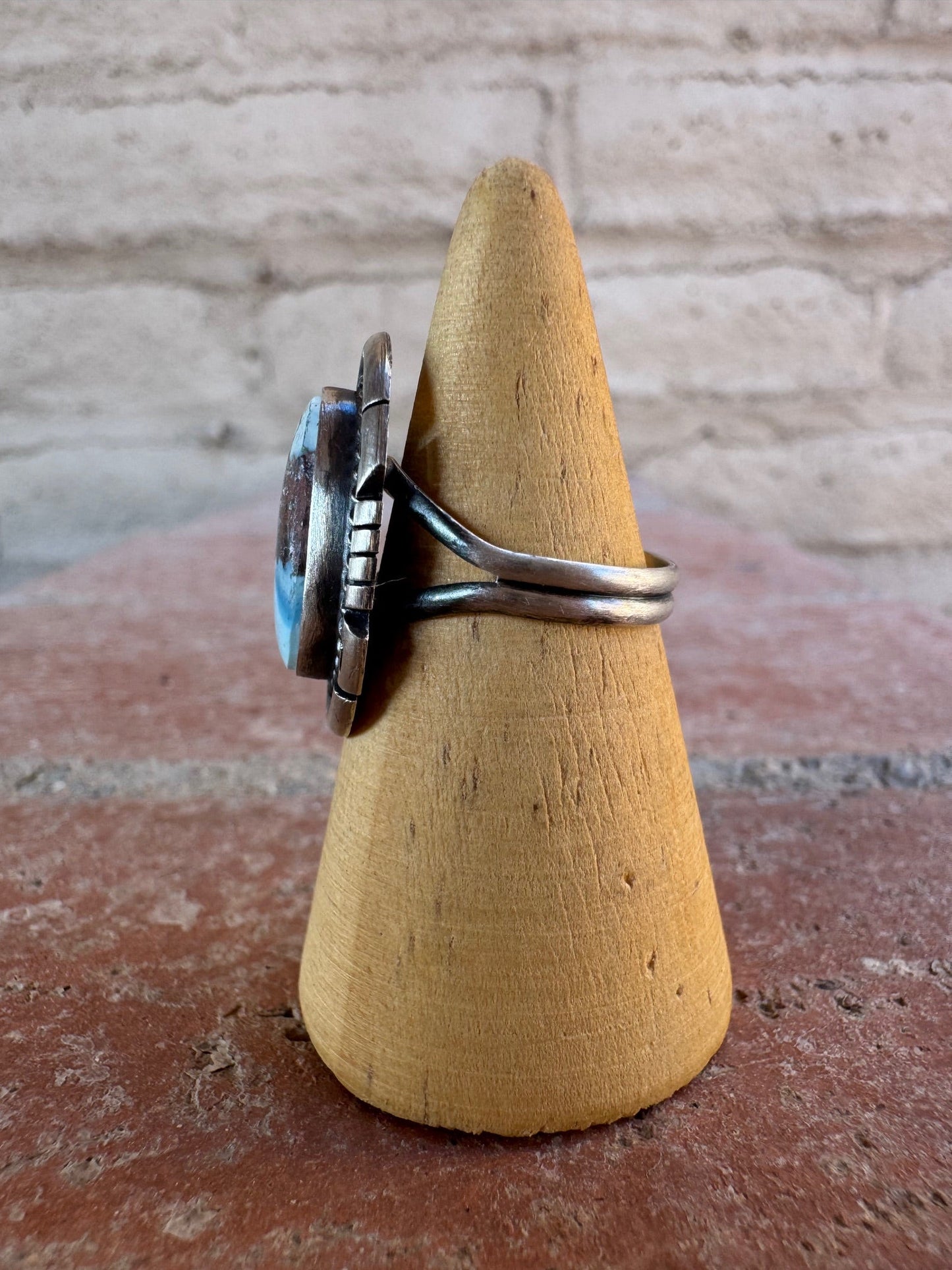 Handcrafted Teardrop Golden Hills Turquoise & Sterling Silver Ring size 6.5