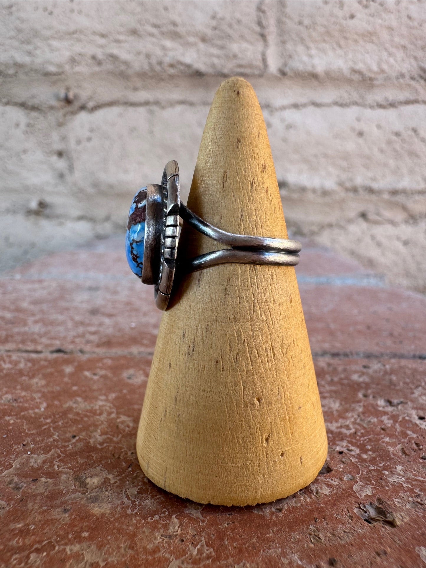 Handcrafted Oval Golden Hills Turquoise & Sterling Silver Ring