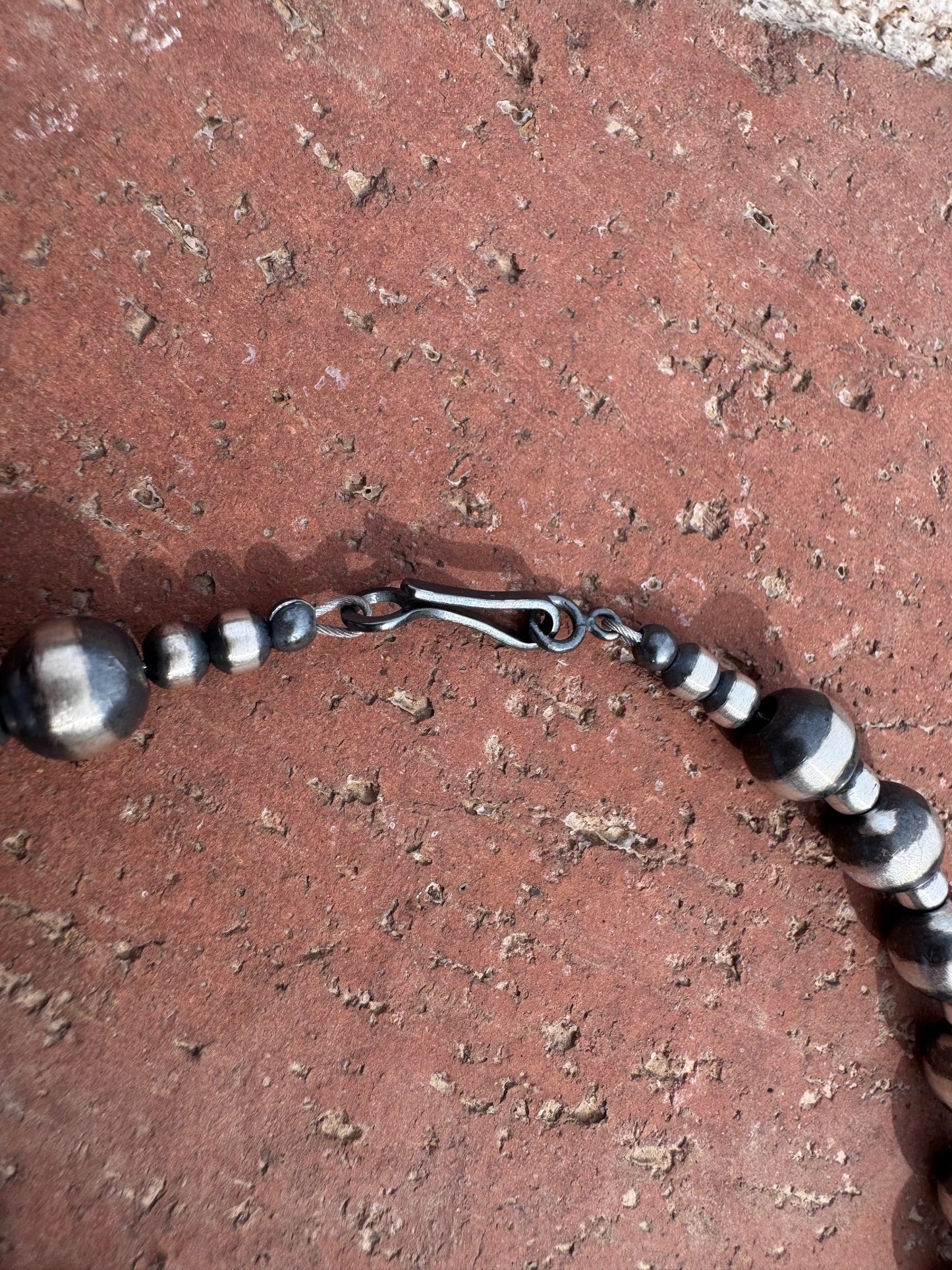 Handcrafted Patterned Sterling Silver Pearl 4-8mm Beaded Necklace