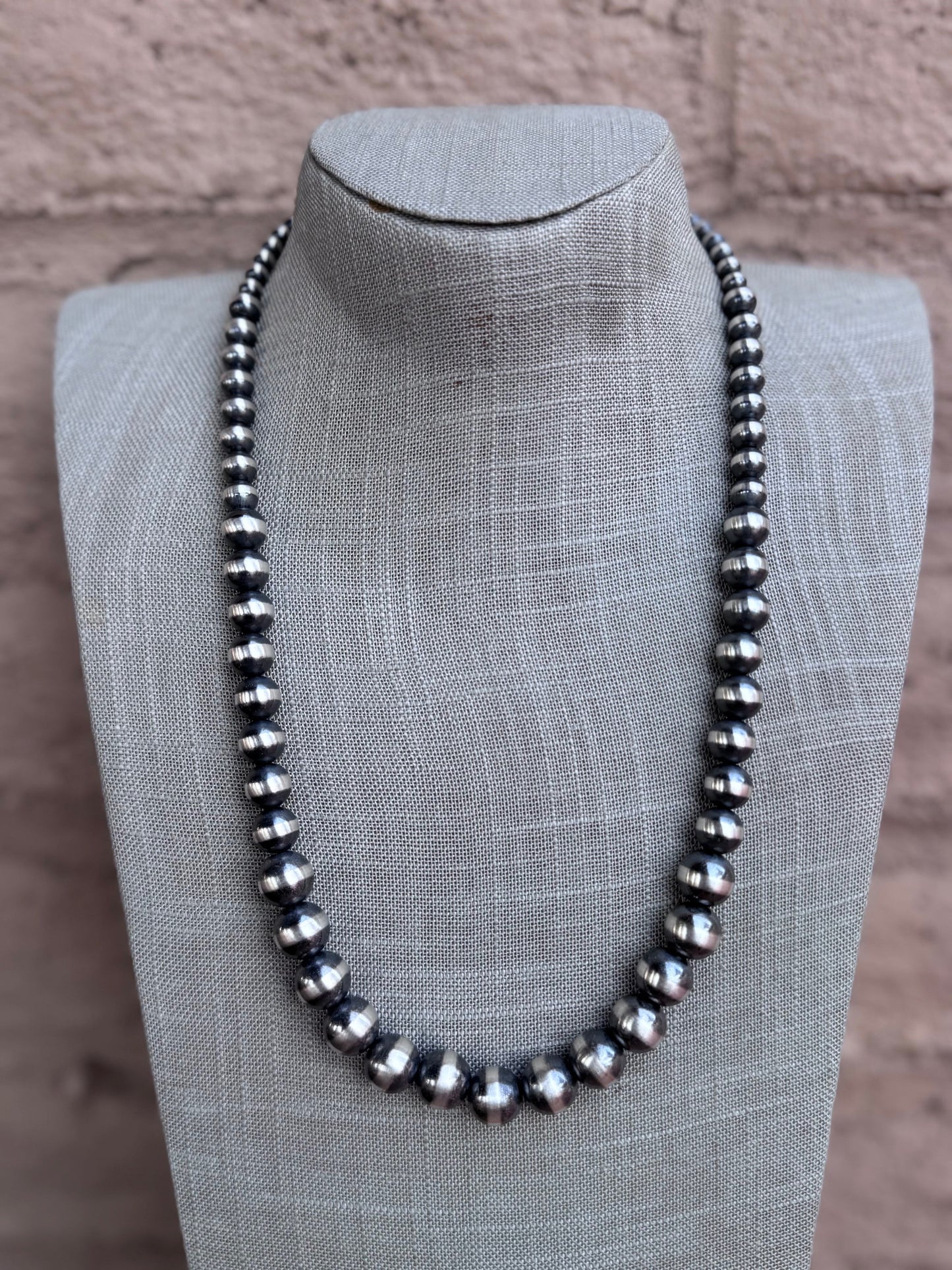 Handcrafted Graduated Sterling Silver Pearl 6-12mm Beaded Necklace