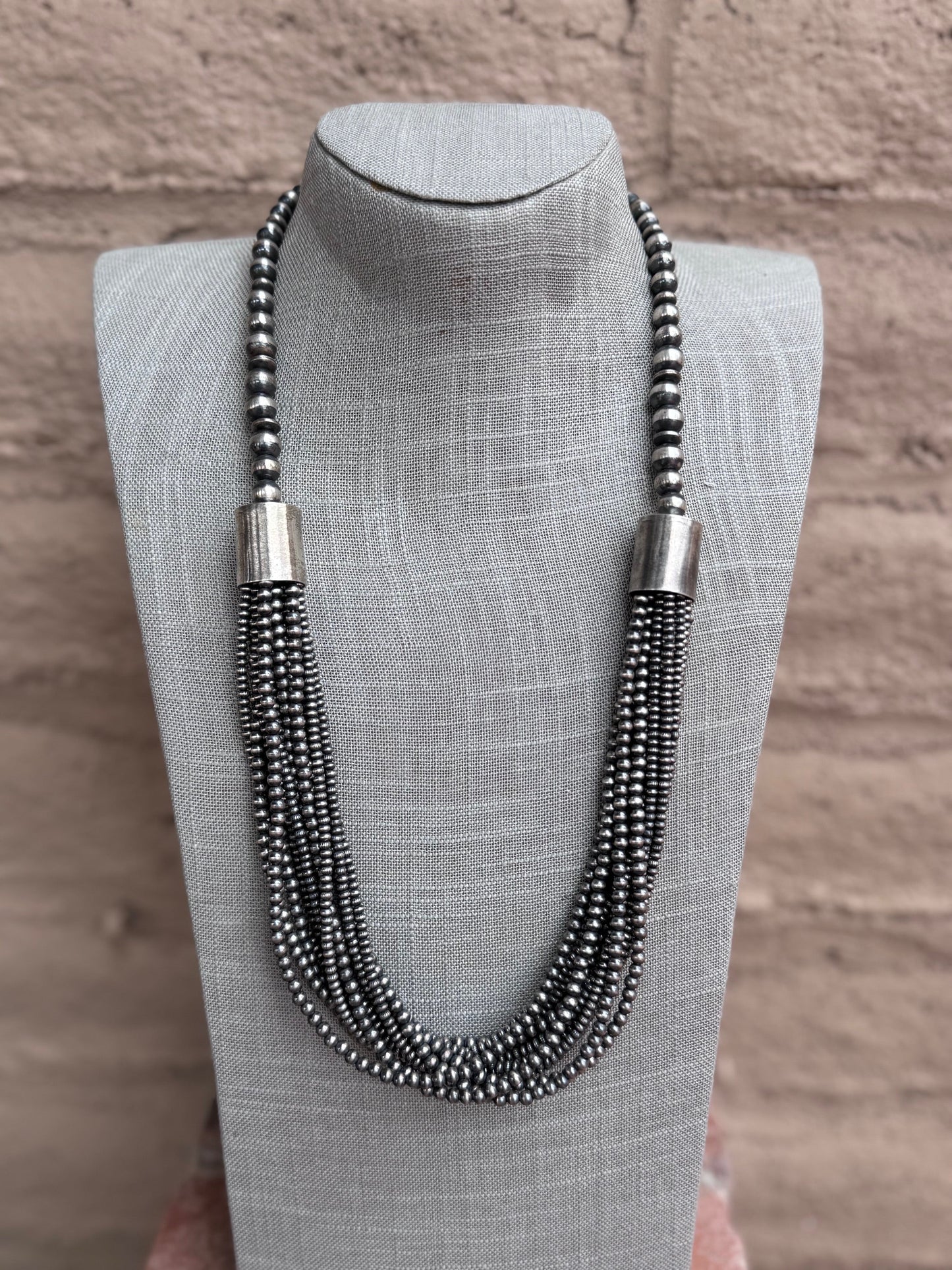 Handcrafted Sterling Silver Pearl 3mm-10mm 12 Strand Necklace 27"