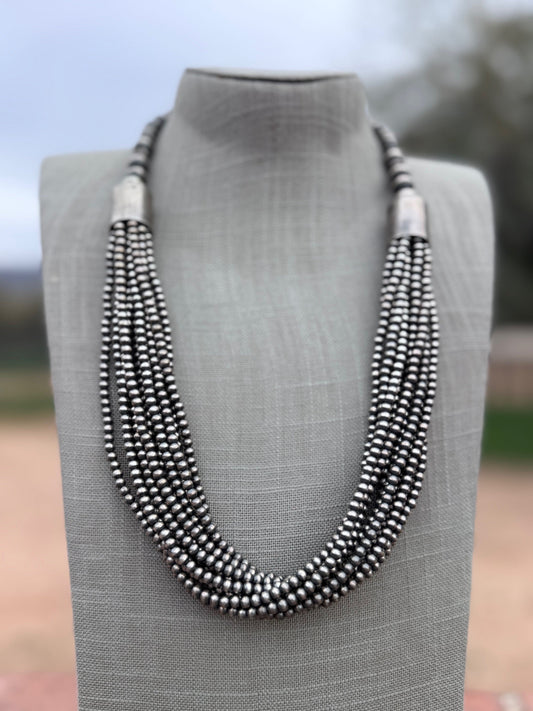 Handcrafted Sterling Silver Pearl 4mm-10mm 12 Strand Necklace 25"