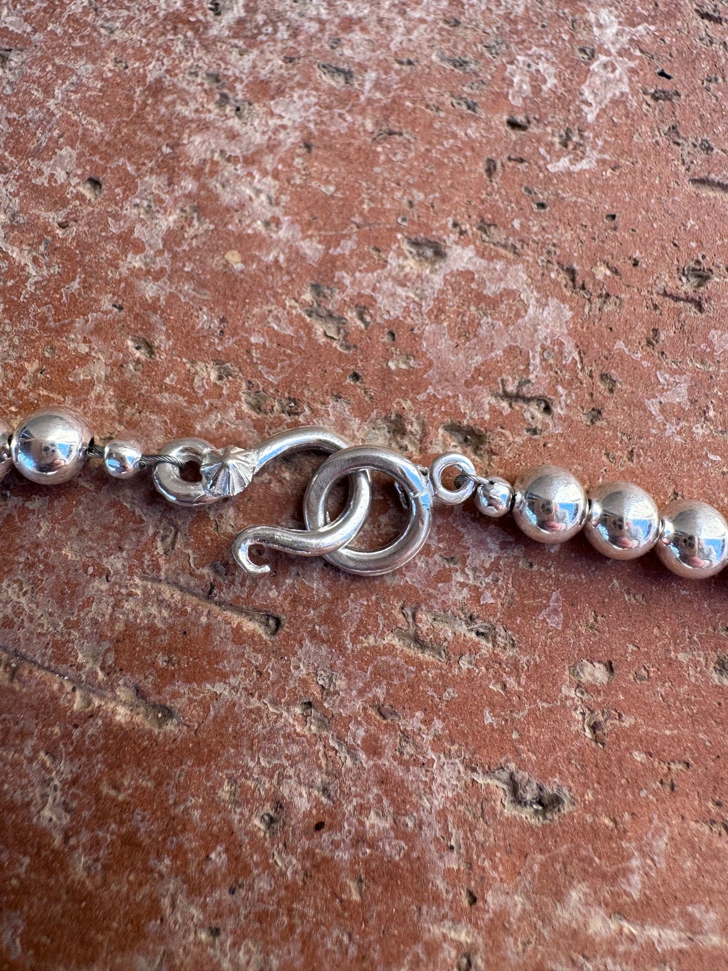 Handcrafted Sterling Silver Elegant Pearl Style Beaded Necklace 6mm