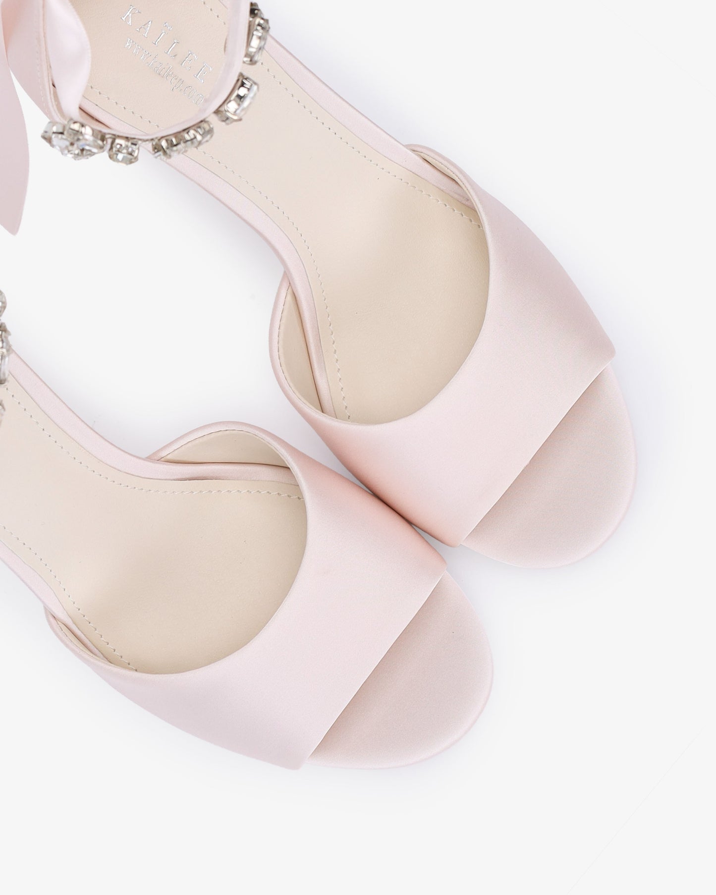 Satin Block Heel Evening Sandals with Navette Cluster Rhinestones Strap