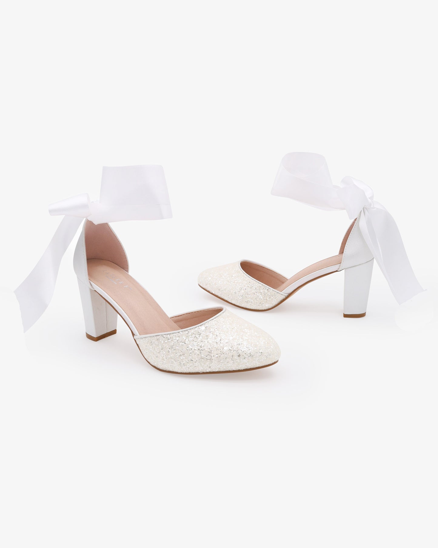 Rock Glitter Block Heel with Wrapped Ribbon Tie