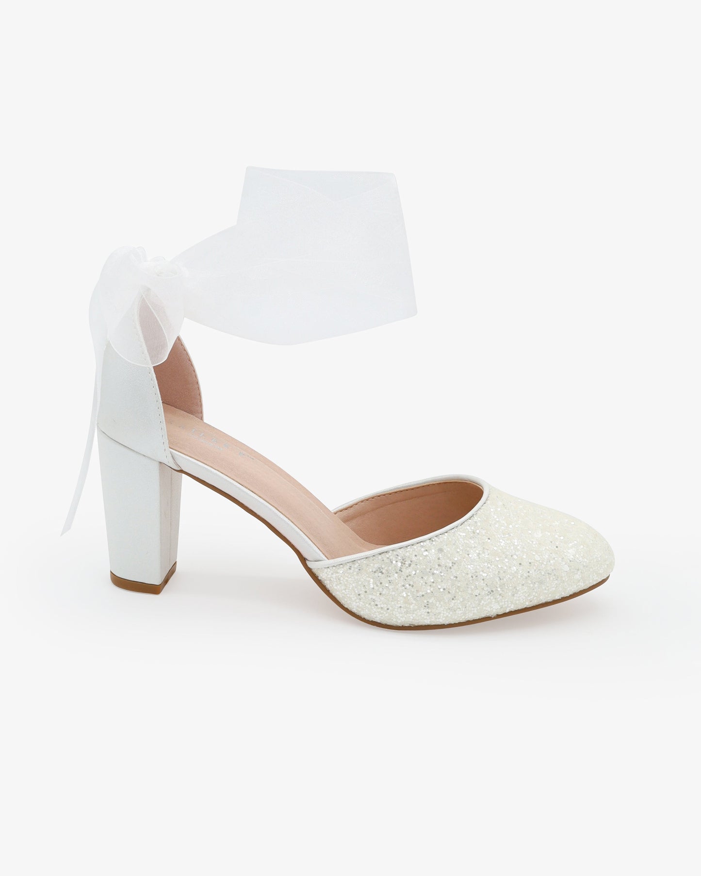Rock Glitter Block Heel with Wrapped Ribbon Tie