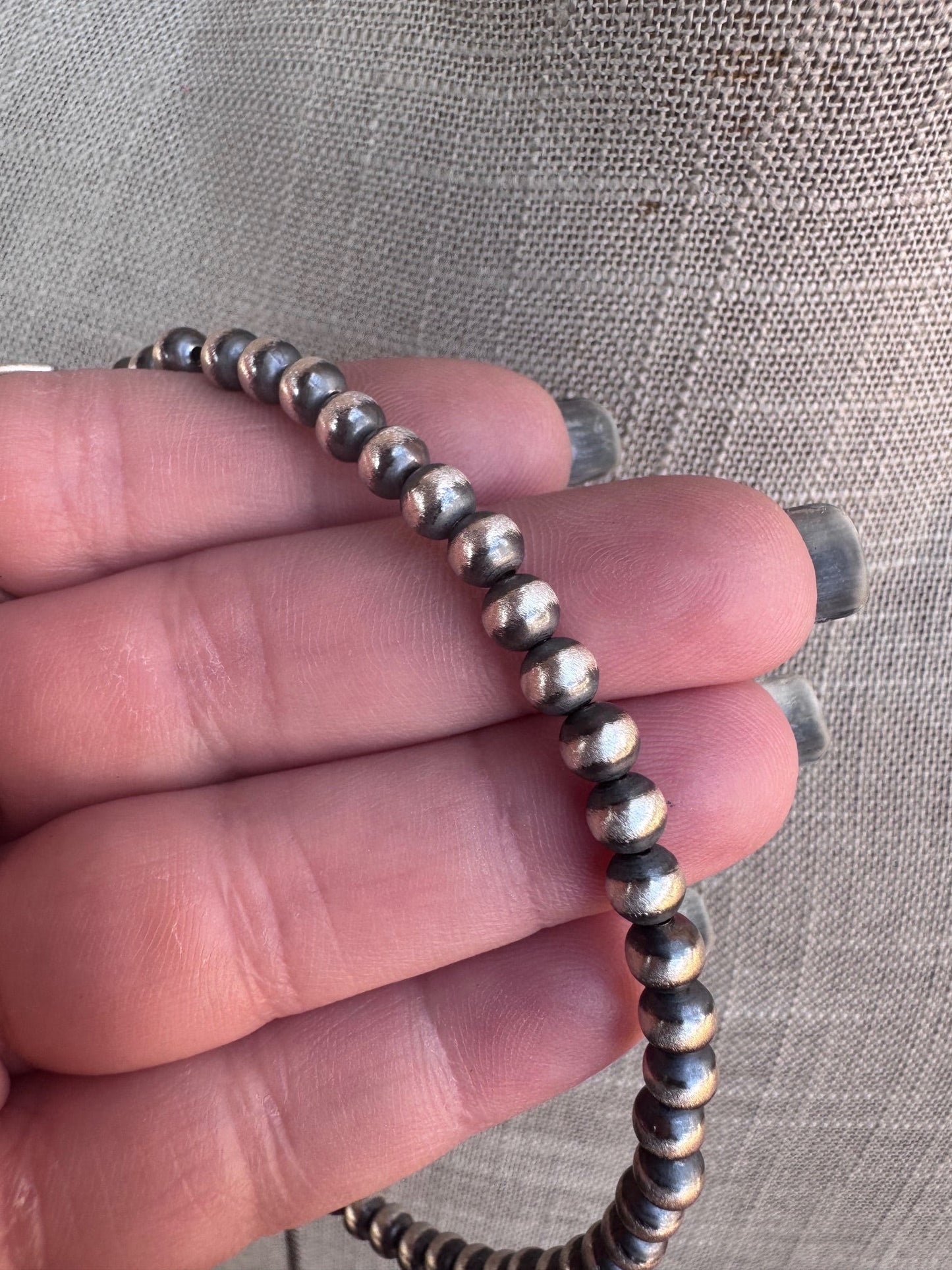 Handcrafted Sterling Silver Pearl 5mm Beaded Wrap Choker Necklace