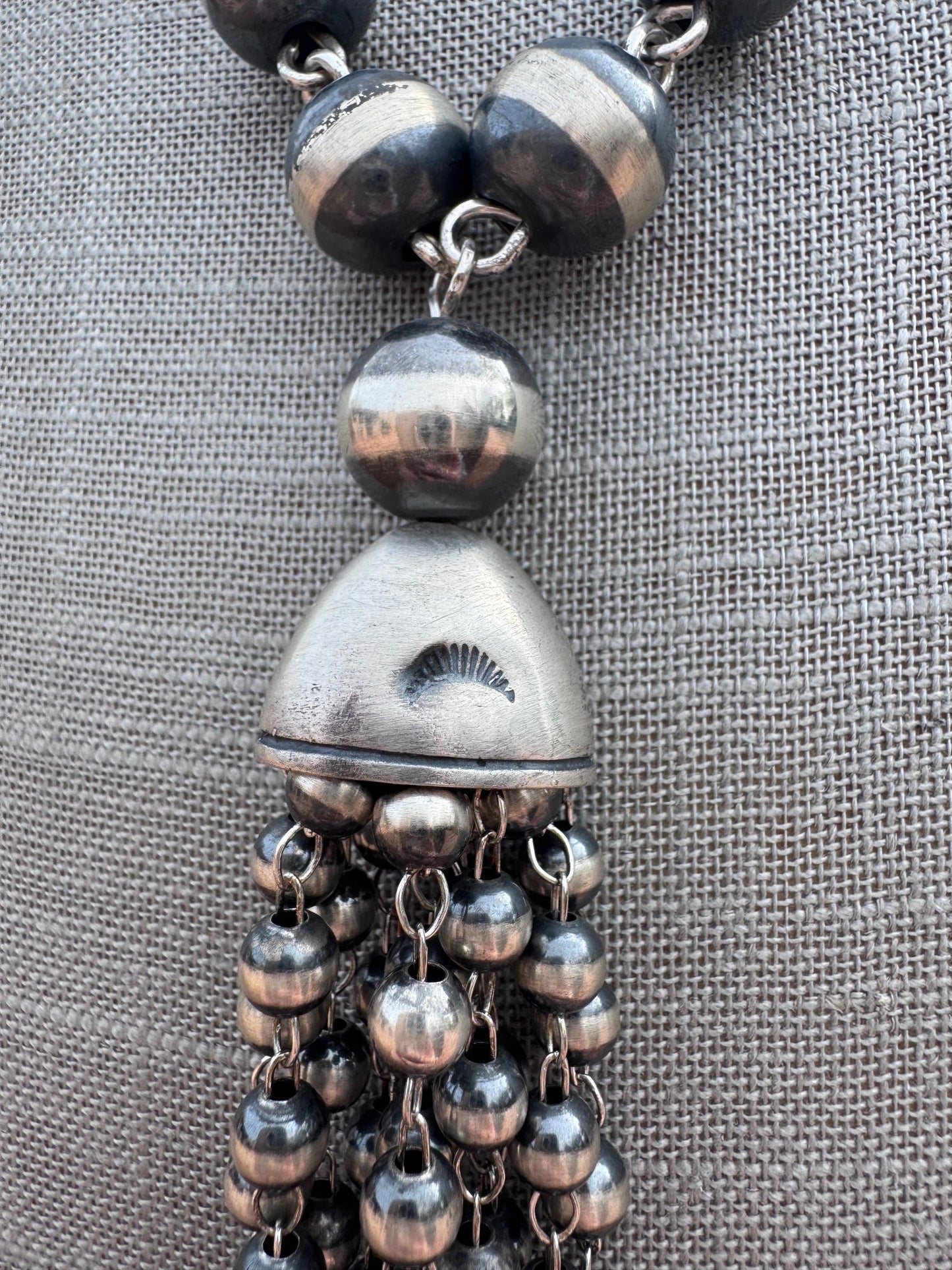 Handcrafted Sterling Silver Tassel 6-12mm Beaded Necklace