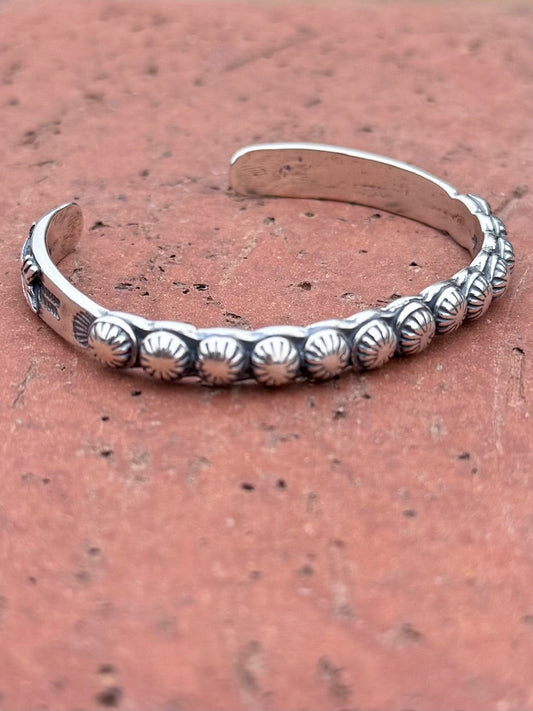 Handcrafted Sterling Silver Studded Concho Cuff Bracelet