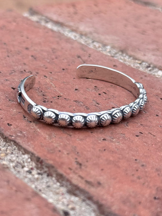 Handcrafted Sterling Silver Studded Concho Cuff Bracelet