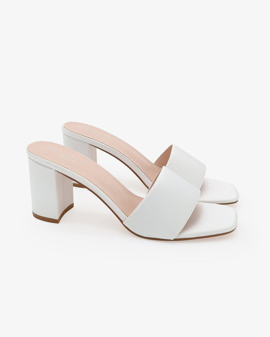 Satin Block Heels Slide Wedding Sandals