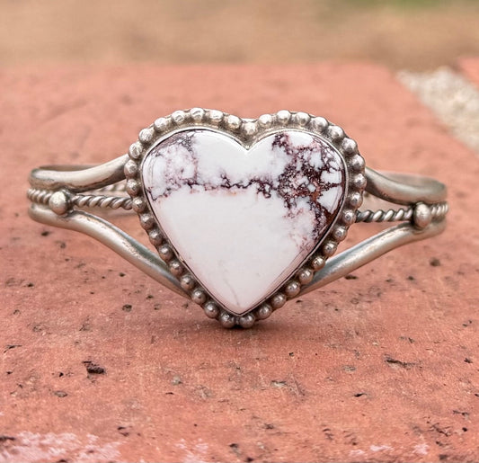 Handcrafted Sterling Silver Wild Horse Cuff Heart Bracelet by Samson Edsity