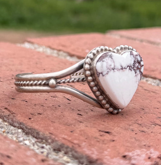Handcrafted Sterling Silver Wild Horse Cuff Heart Bracelet by Samson Edsity