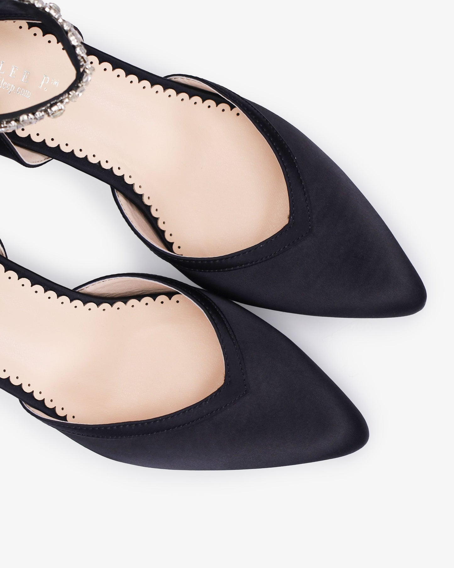 Satin Block Heels Evening Shoes with Floral Rhinestones Ankle Strap