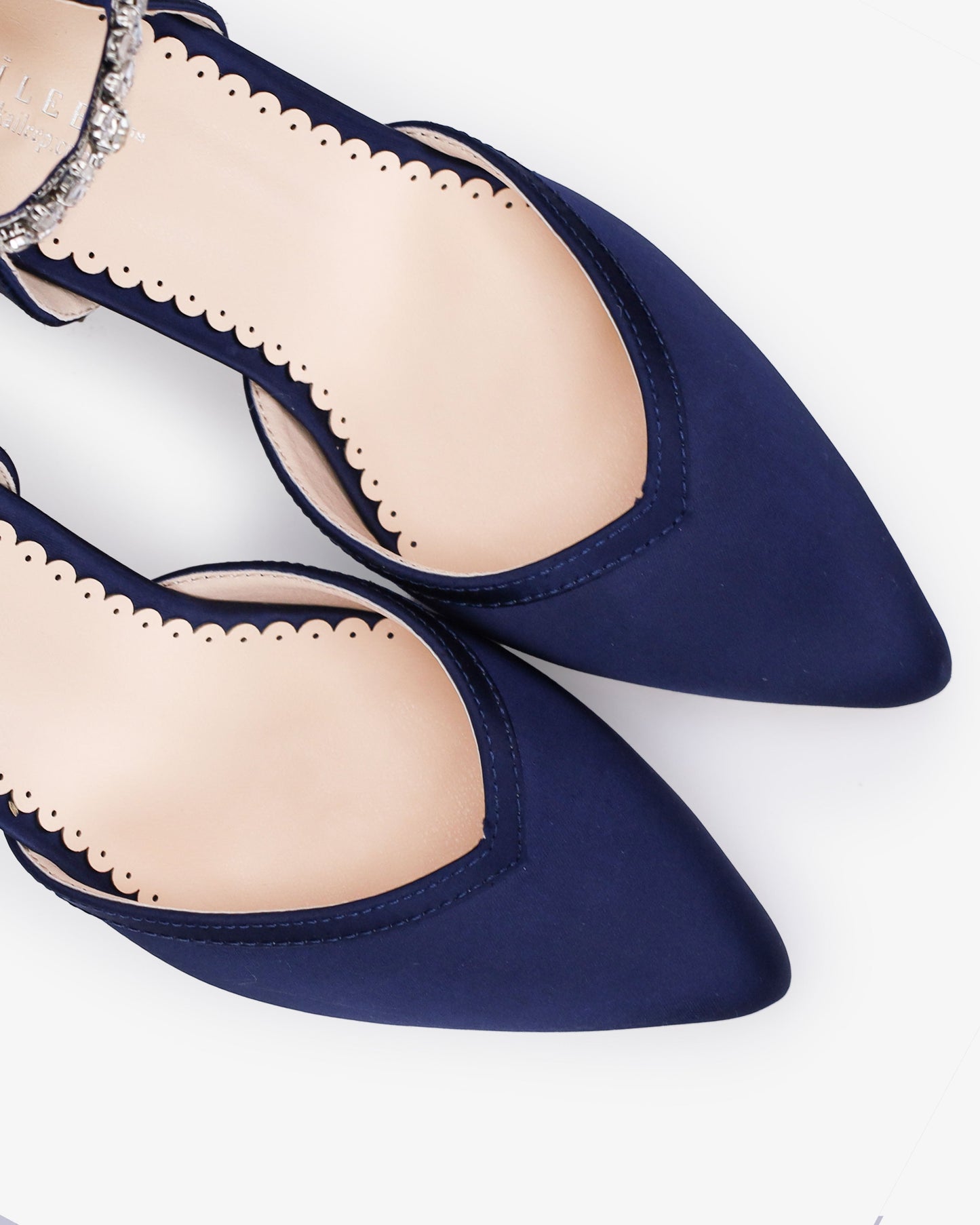 Satin Block Heels Evening Shoes with Floral Rhinestones Ankle Straps