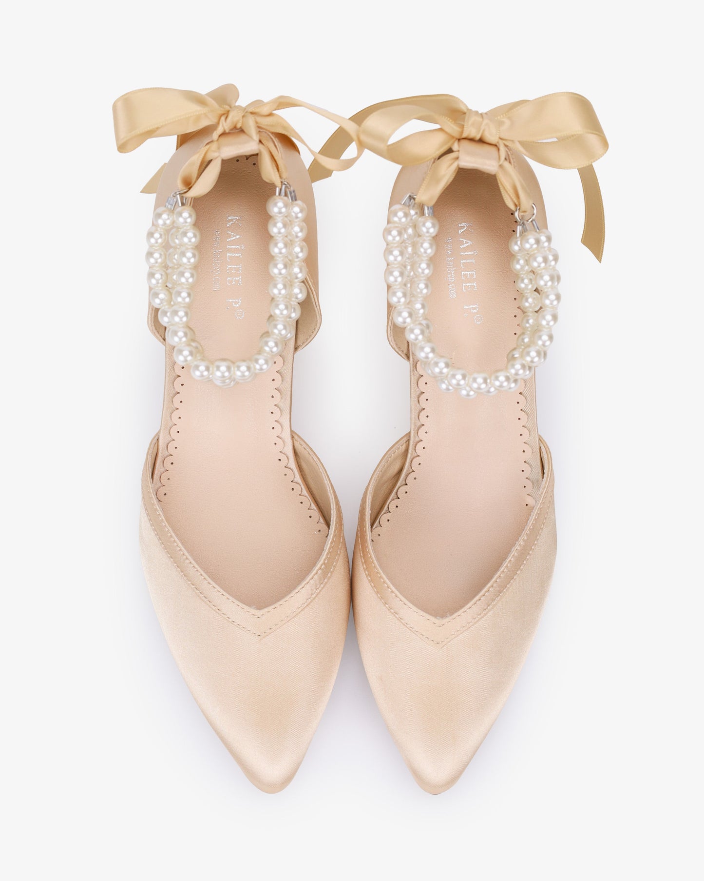 Satin Block Heels Evening Shoes with Trinity Pearls Wrap