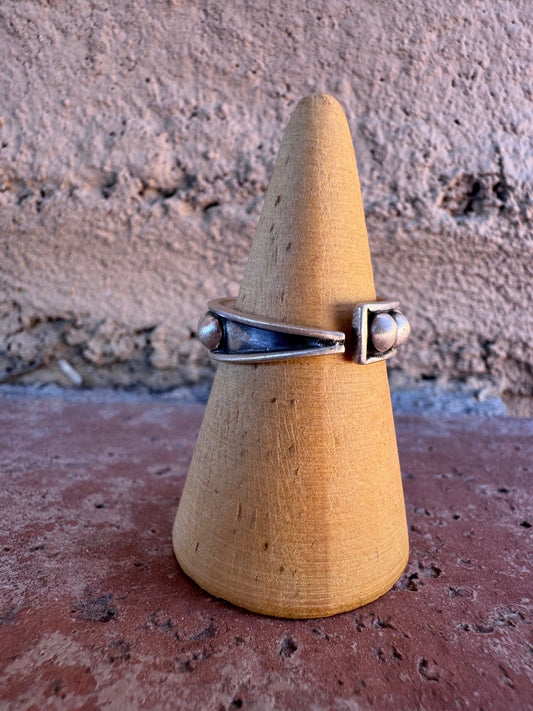 Handmade Brushed Sterling Silver 4mm Rocker Stacker Adjustable Band Ring