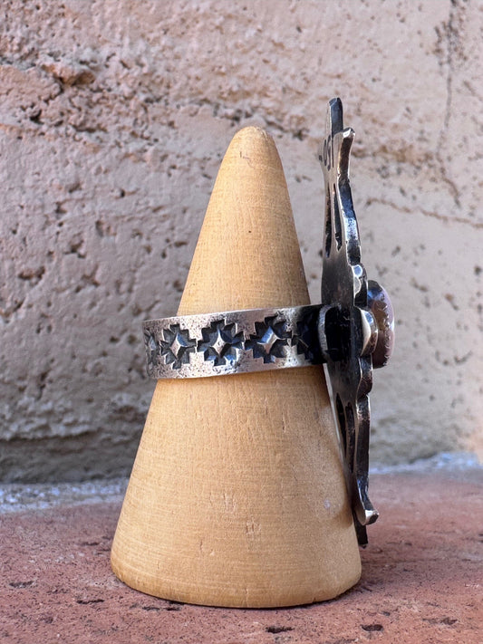 Handcrafted Queen Pink Conch & Sterling Silver Adjustable Statement Ring by Kevin Billah