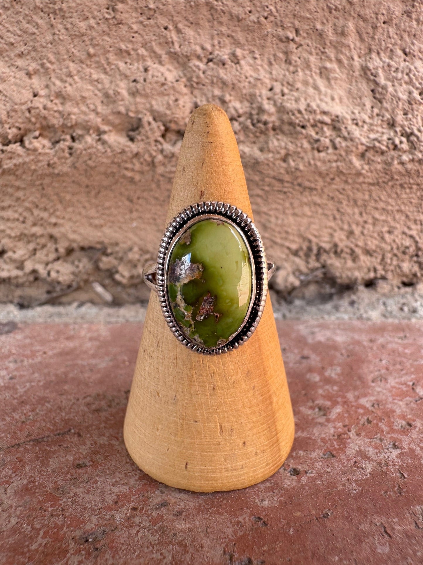 Handcrafted Palomino Turquoise Sterling Silver Oval Ring size 6.75 by Wydell Billie