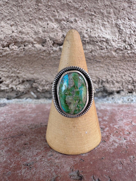 Handcrafted Palomino Turquoise Sterling Silver Oval Ring size 8 by Wydell Billie