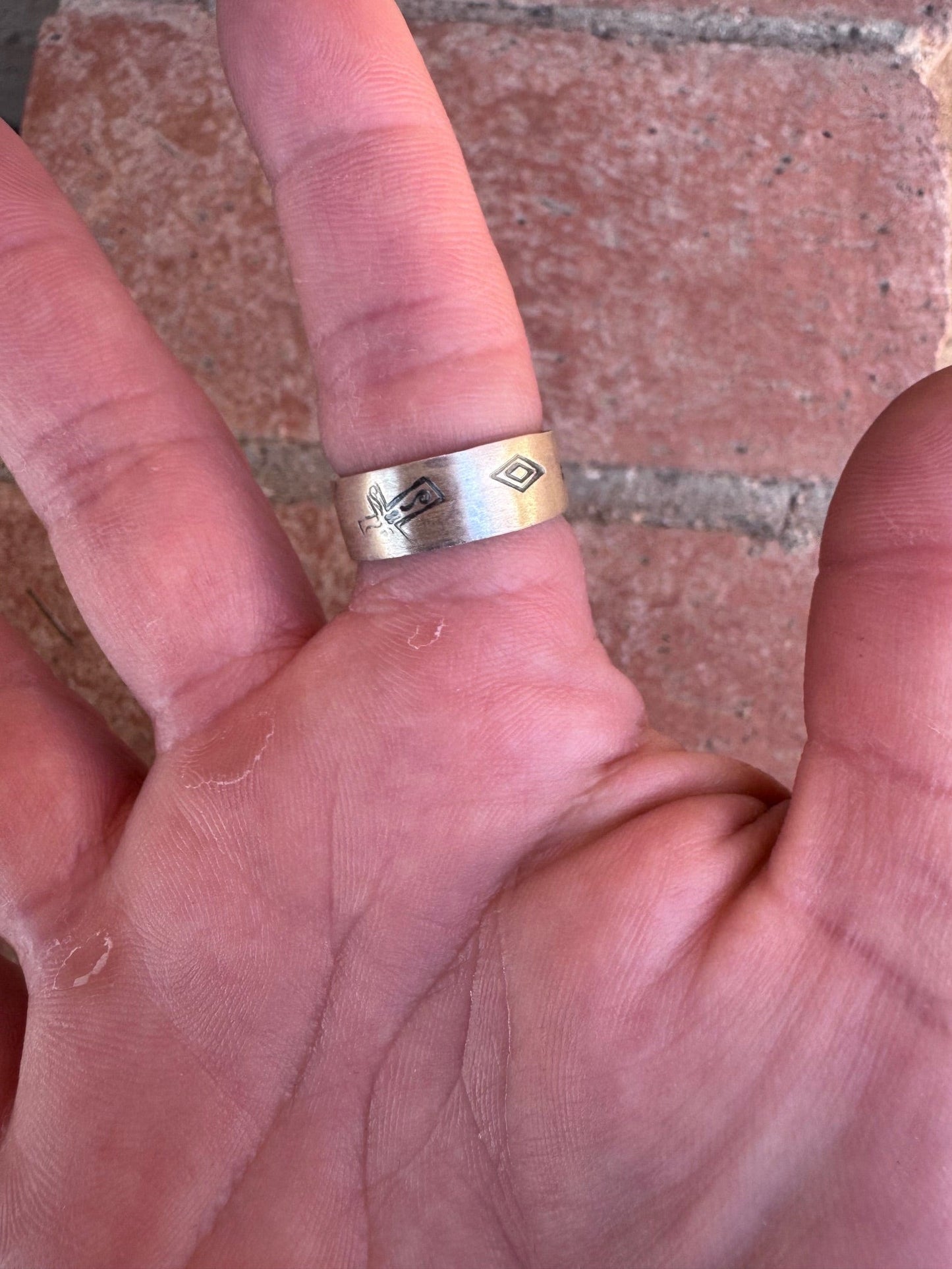 Handcrafted Sterling Silver Hand-stamped Ring Band size 7