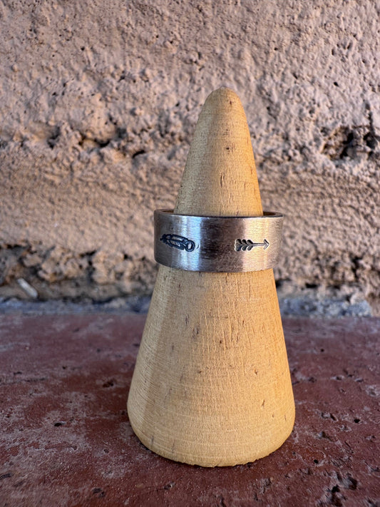 Handcrafted Sterling Silver Hand-stamped Ring Band size 6
