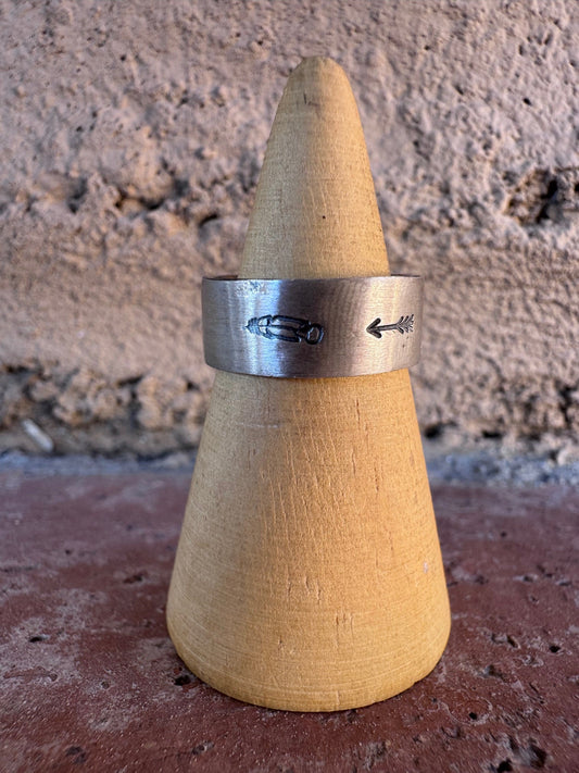 Handcrafted Sterling Silver Hand-stamped Ring Band size 6