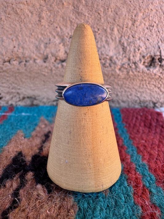 Handcrafted Sterling Silver & Lapis Ring size 5.75