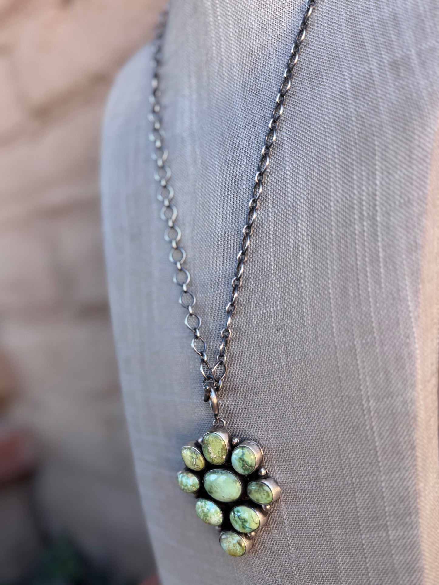 Handcrafted Sterling Silver & Sonoran Mountain Turquoise Cluster Necklace