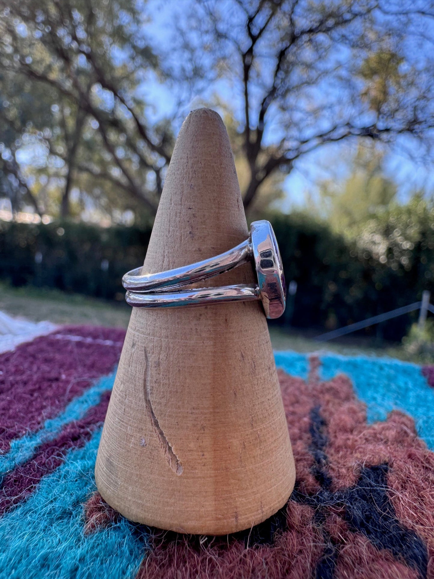 Handcrafted Sterling Silver & Mauve Fire Opal Inlay Heart Ring size 8