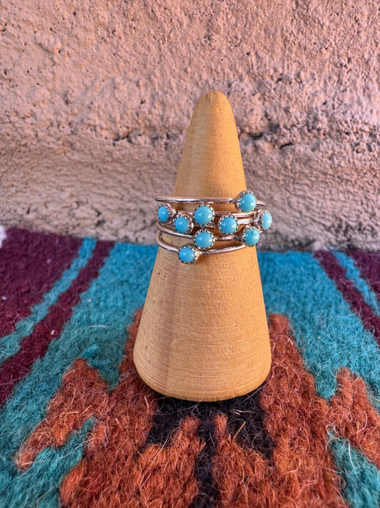 Handcrafted Sterling Silver & Turquoise 5 Band Stacker Ring