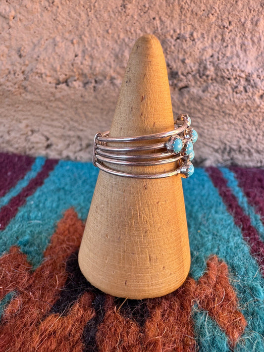 Handcrafted Sterling Silver & Turquoise 5 Band Stacker Ring