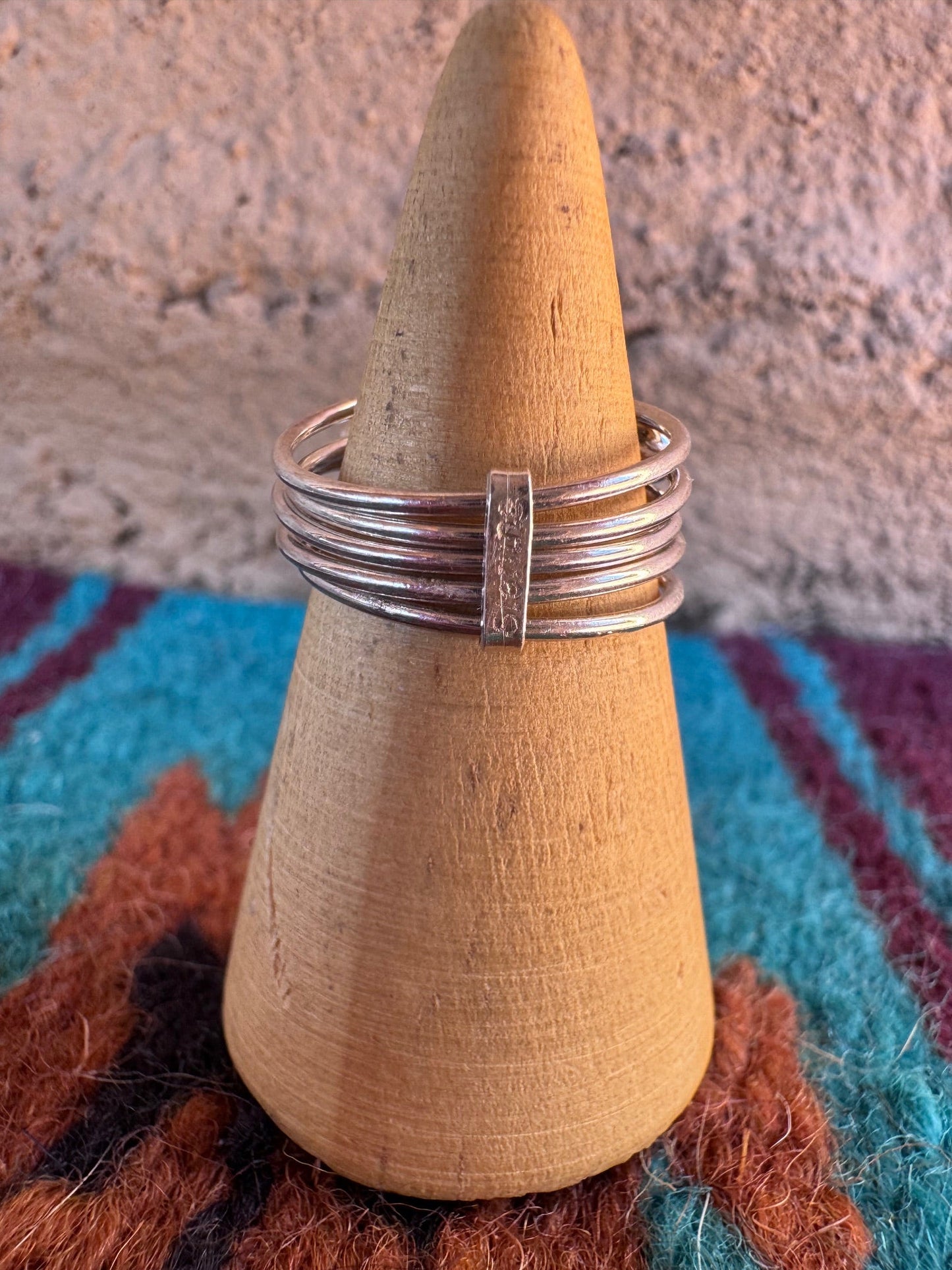 Handcrafted Sterling Silver & Turquoise 5 Band Stacker Ring
