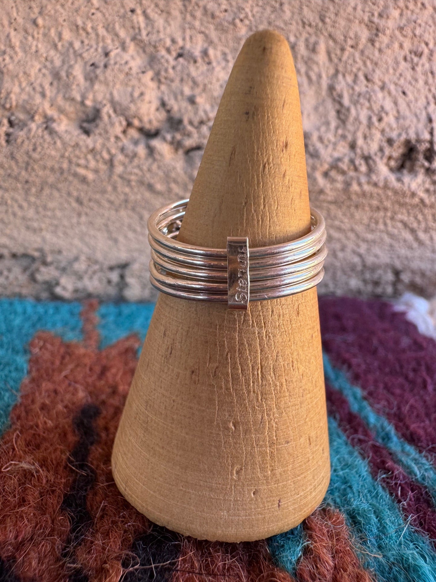 Handcrafted Sterling Silver & Red Fire Opal 5 Stacker Ring Size 7