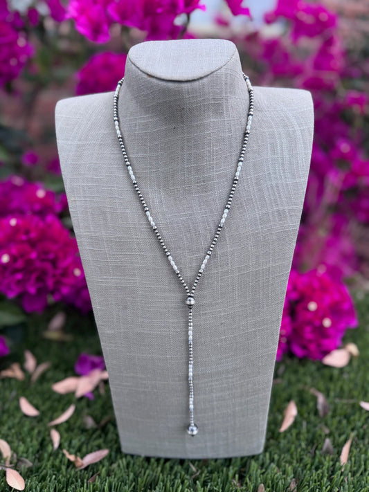 Handcrafted Freshwater Pearl & Sterling Silver Pearl 3-10mm Beaded Lariat Necklace 20"