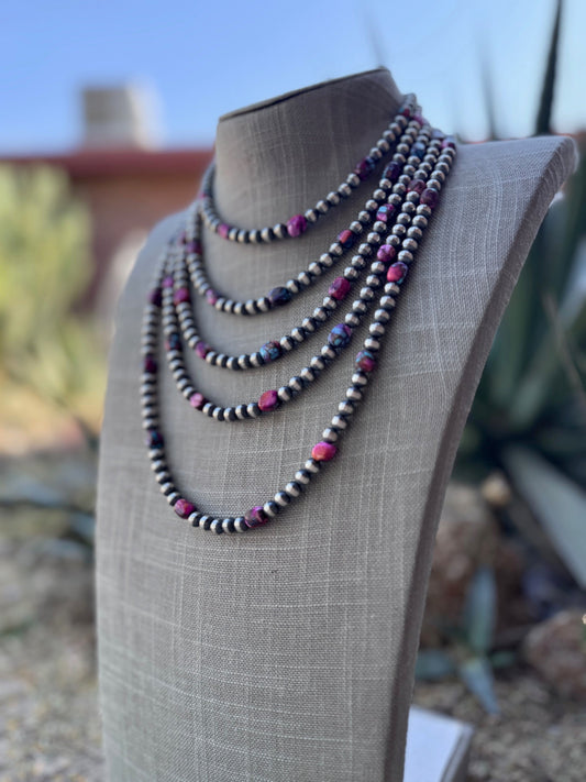 Handcrafted Sterling Silver & Pink Dream Mojave 6mm Beaded Necklace
