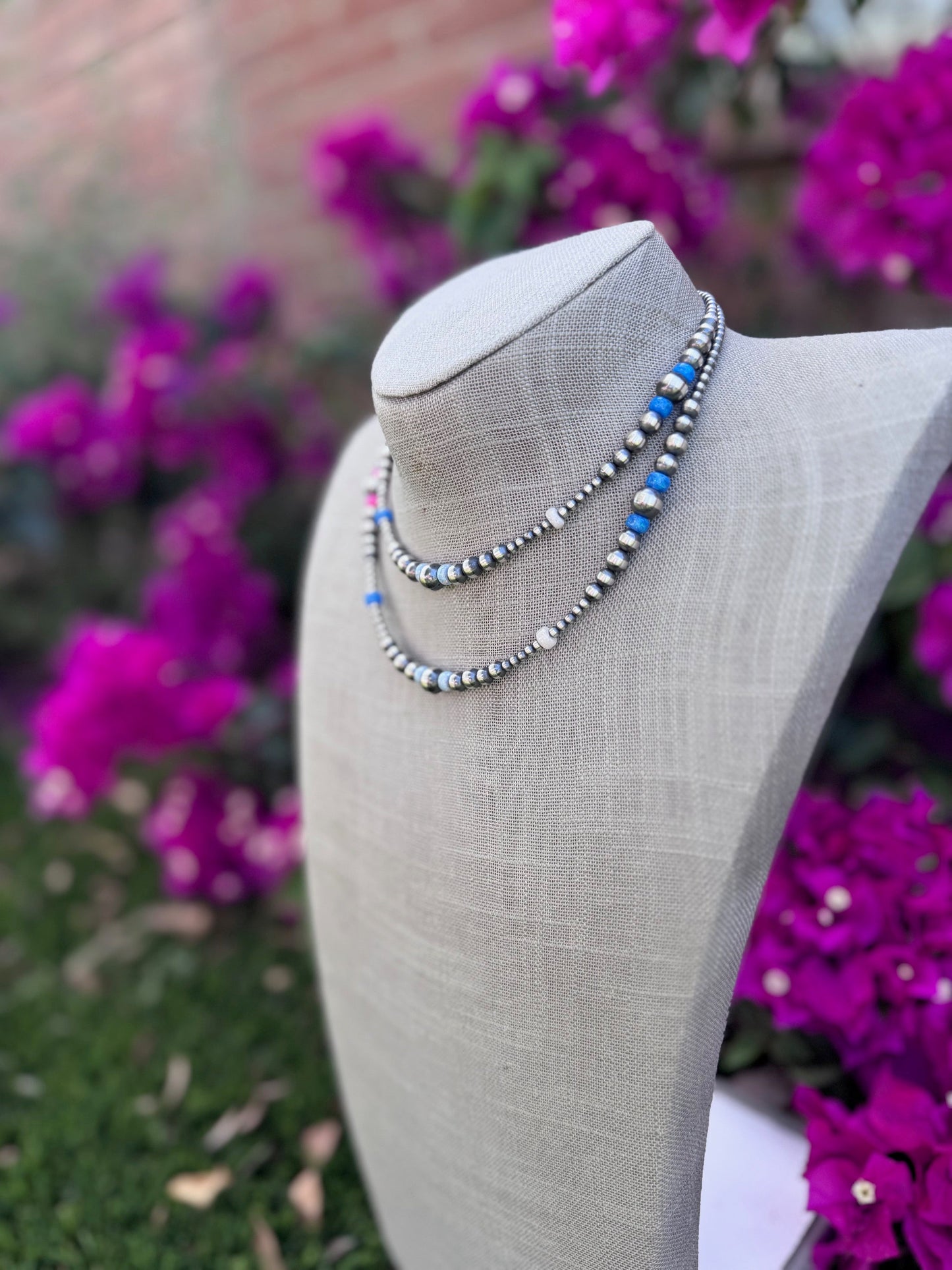 Handcrafted Fire Opal Collection & Sterling Silver Pearl 3-8mm Beaded Necklace