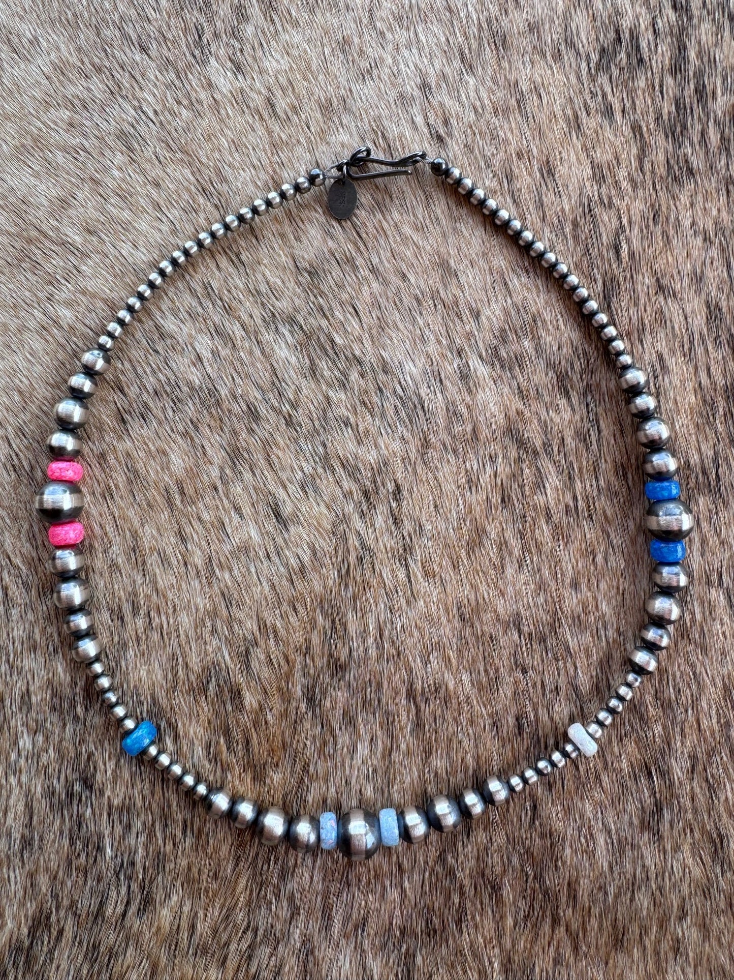 Handcrafted Fire Opal Collection & Sterling Silver Pearl 3-8mm Beaded Necklace
