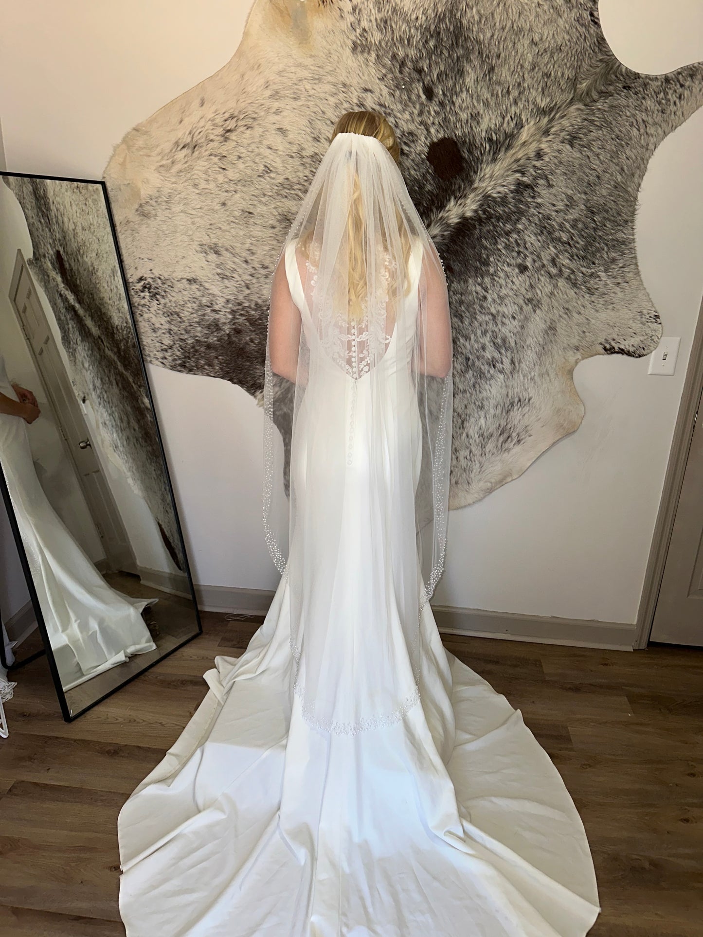 The Callie, Pearl Wedding Veil, Fingertip and Cathedral Length