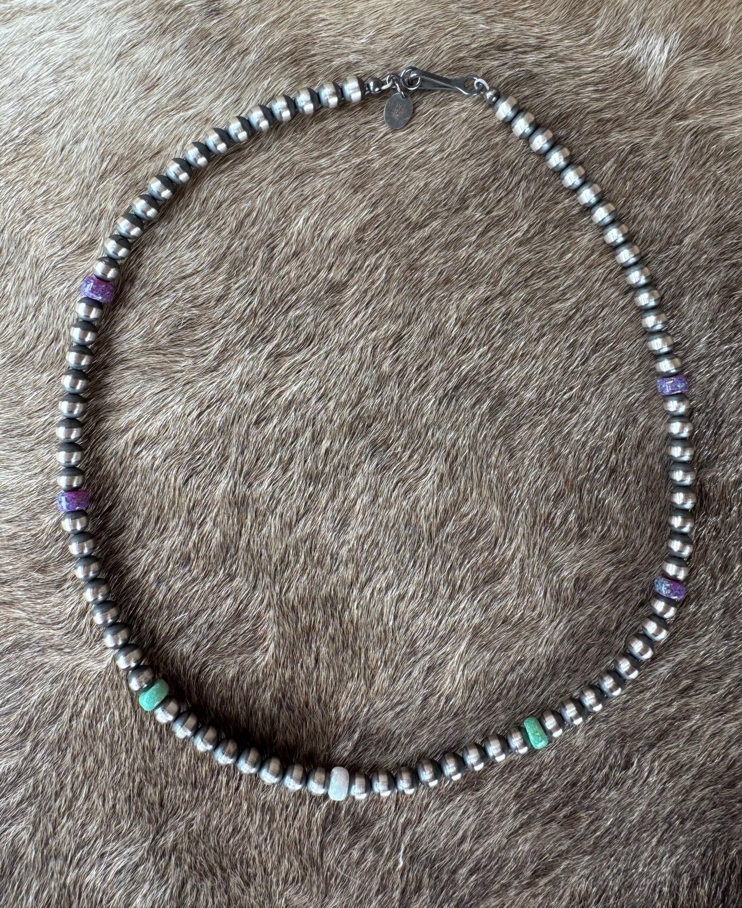 Handcrafted Fire Opal Collection & Sterling Silver Pearl Beaded 5mm Necklace 18"