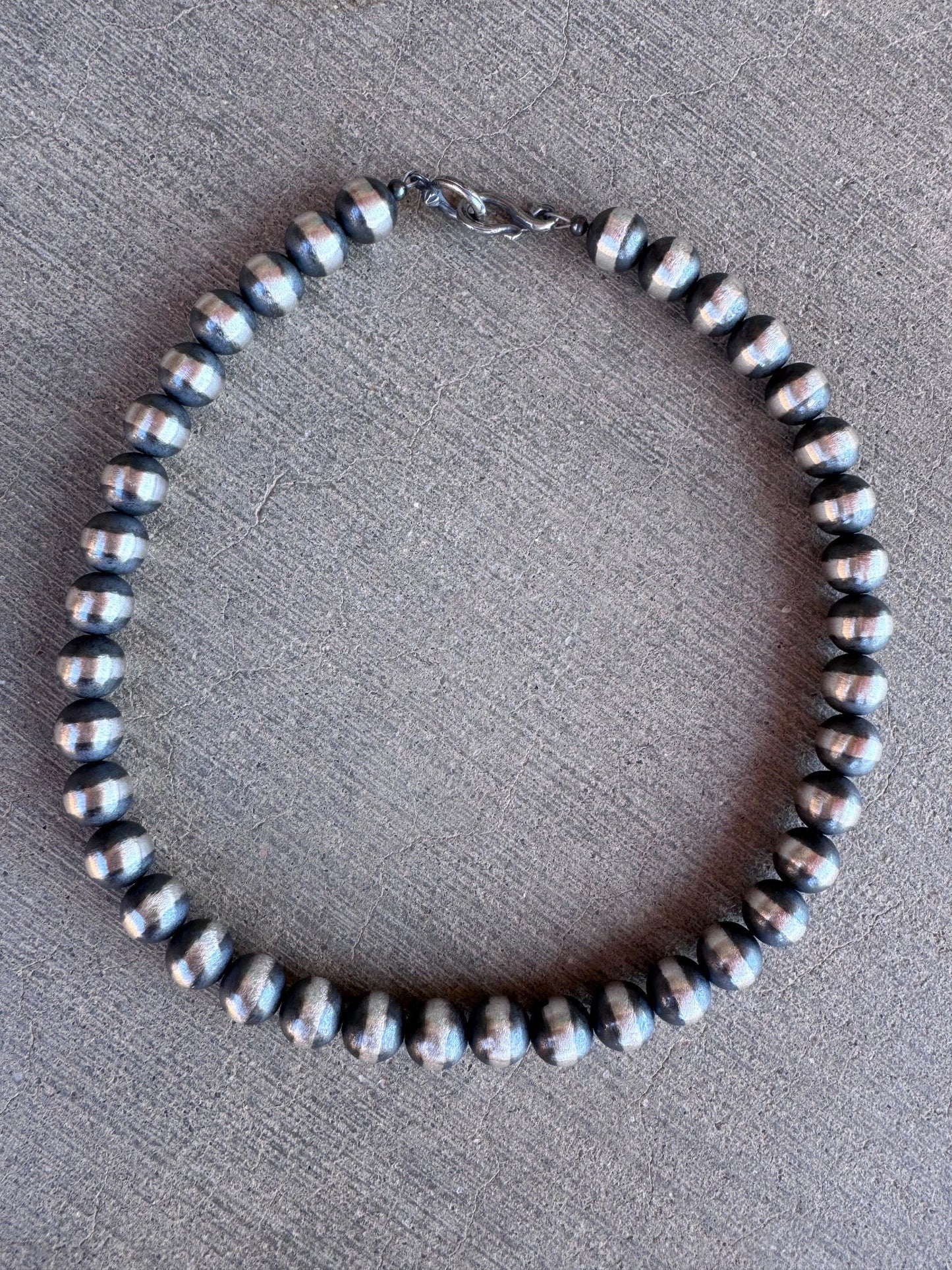 Handcrafted 10mm Sterling Silver Pearl Beaded Necklace